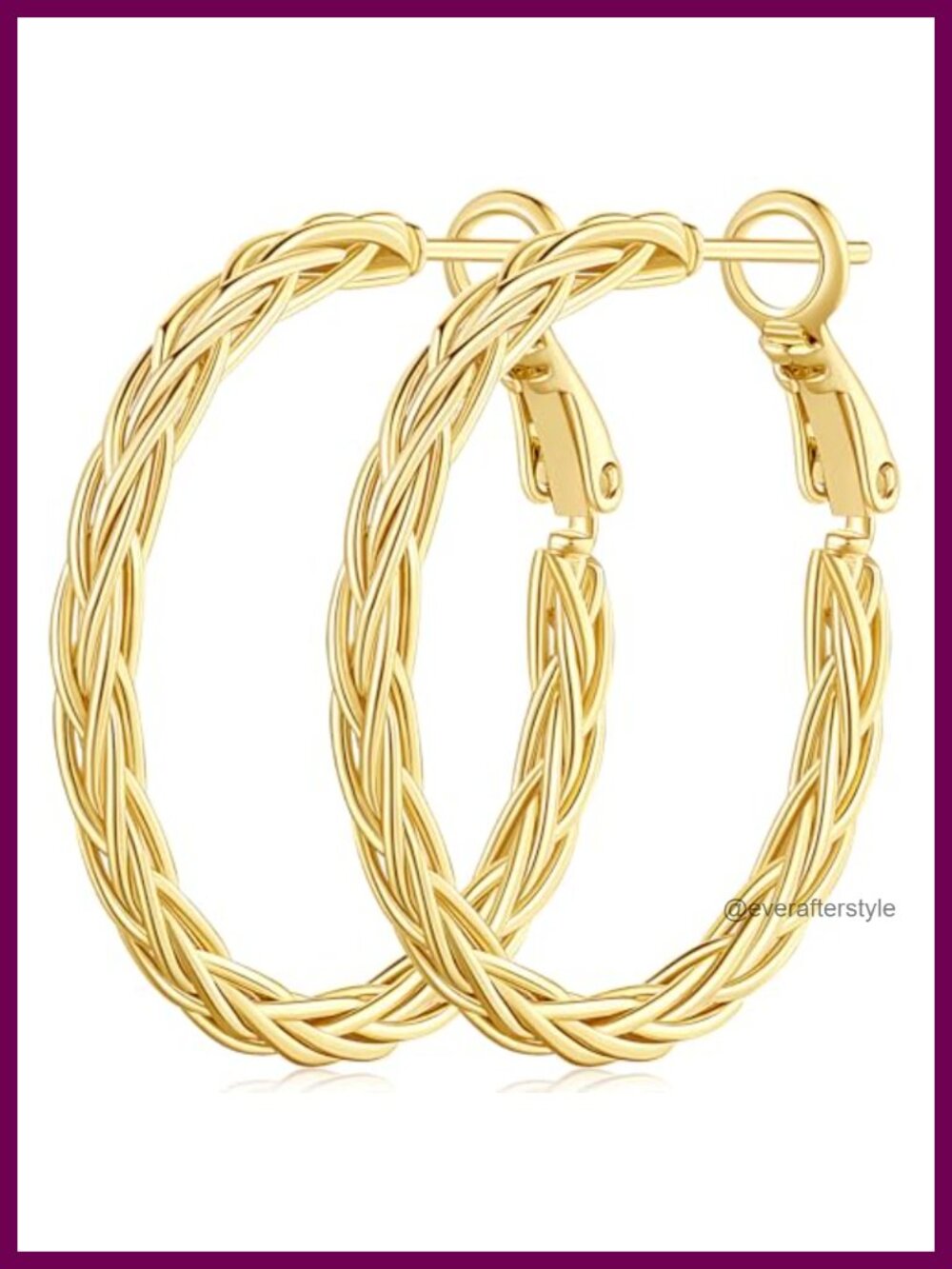 14K Gold Hoop Earrings Fine Weave Design Latch Back